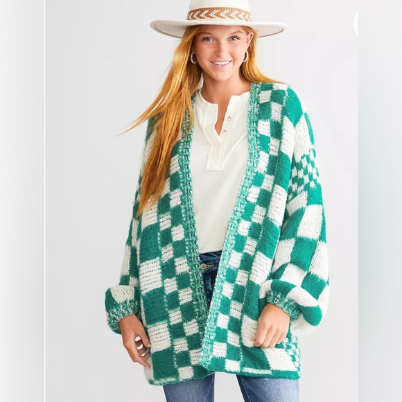 Baevely Sweaters - Baevely Oversized Checker Cardigan Sweater M/L